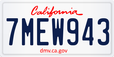 CA license plate 7MEW943