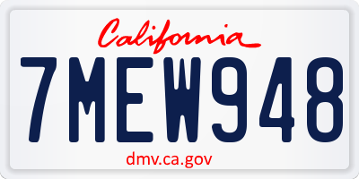 CA license plate 7MEW948