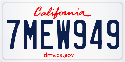 CA license plate 7MEW949