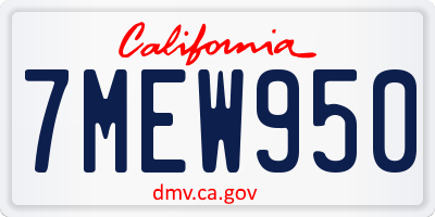 CA license plate 7MEW950