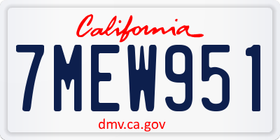 CA license plate 7MEW951