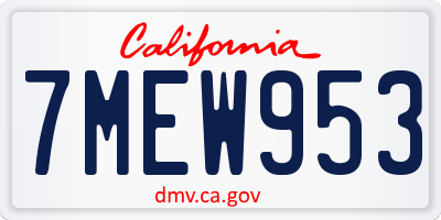 CA license plate 7MEW953