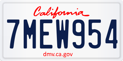 CA license plate 7MEW954