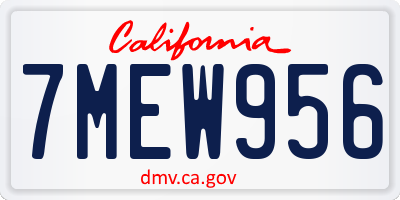 CA license plate 7MEW956