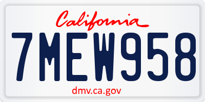 CA license plate 7MEW958