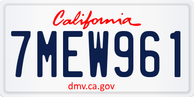 CA license plate 7MEW961
