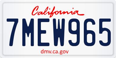 CA license plate 7MEW965