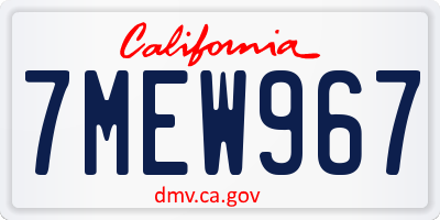 CA license plate 7MEW967