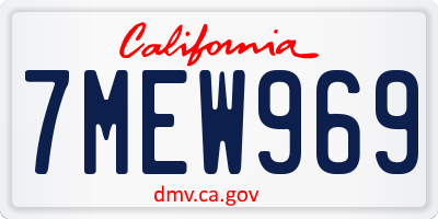 CA license plate 7MEW969