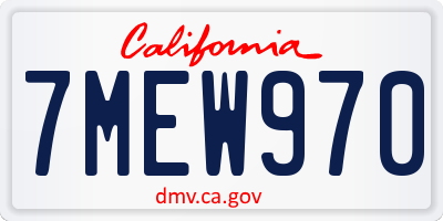 CA license plate 7MEW970