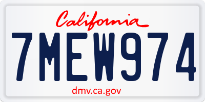 CA license plate 7MEW974