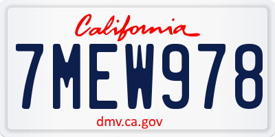 CA license plate 7MEW978