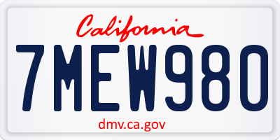 CA license plate 7MEW980