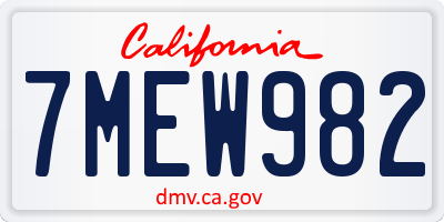 CA license plate 7MEW982