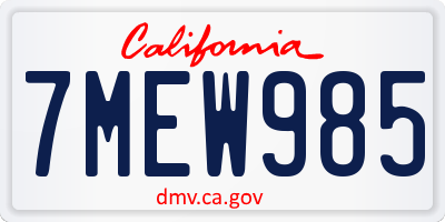 CA license plate 7MEW985