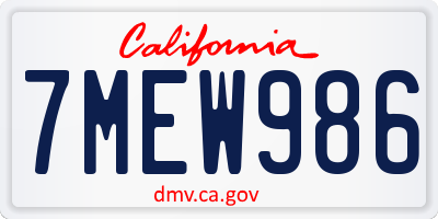 CA license plate 7MEW986