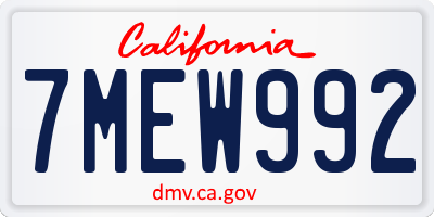 CA license plate 7MEW992
