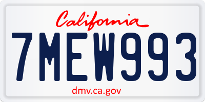 CA license plate 7MEW993