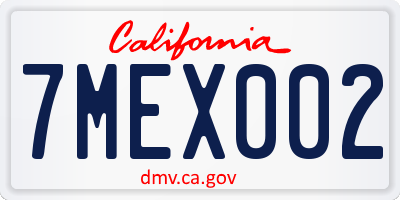 CA license plate 7MEX002