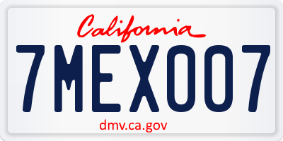 CA license plate 7MEX007