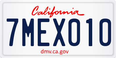 CA license plate 7MEX010