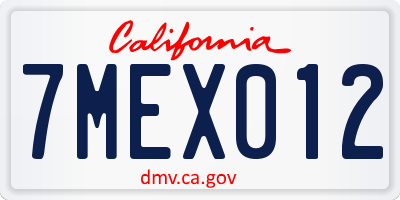 CA license plate 7MEX012