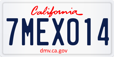 CA license plate 7MEX014