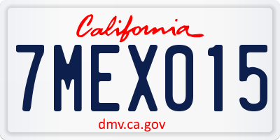 CA license plate 7MEX015