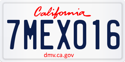 CA license plate 7MEX016