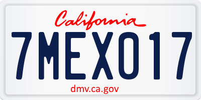 CA license plate 7MEX017