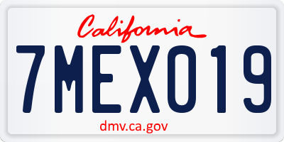 CA license plate 7MEX019