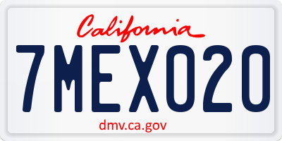 CA license plate 7MEX020