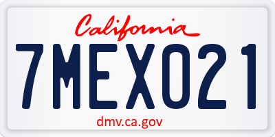 CA license plate 7MEX021