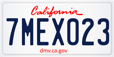 CA license plate 7MEX023