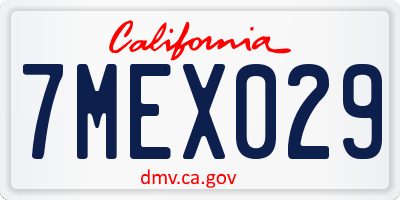 CA license plate 7MEX029