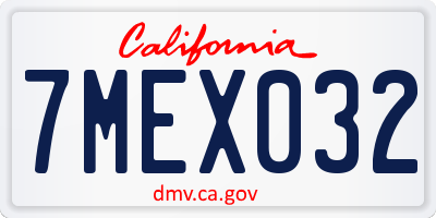 CA license plate 7MEX032