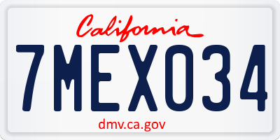 CA license plate 7MEX034