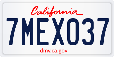 CA license plate 7MEX037