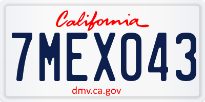 CA license plate 7MEX043
