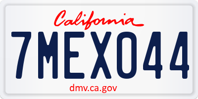 CA license plate 7MEX044