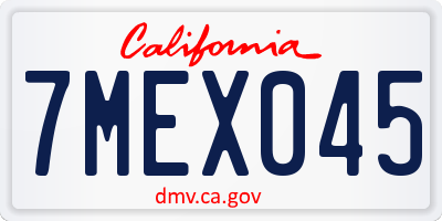 CA license plate 7MEX045