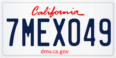 CA license plate 7MEX049