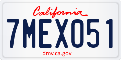 CA license plate 7MEX051