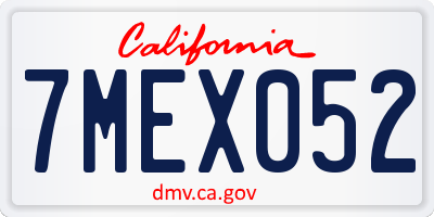 CA license plate 7MEX052