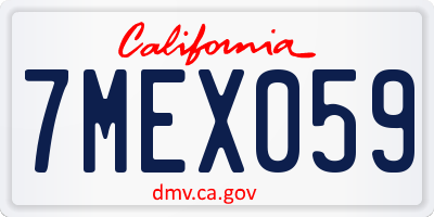 CA license plate 7MEX059