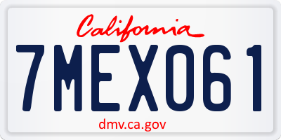 CA license plate 7MEX061