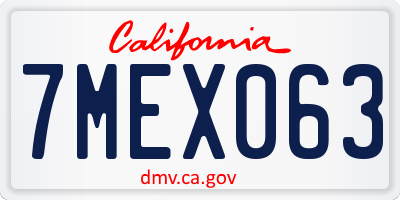 CA license plate 7MEX063