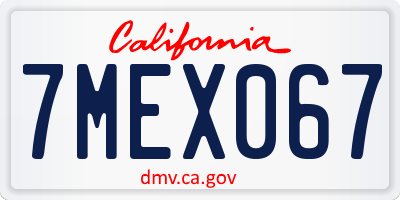 CA license plate 7MEX067