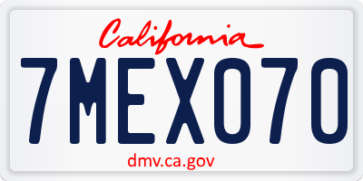 CA license plate 7MEX070