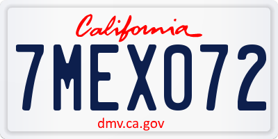 CA license plate 7MEX072